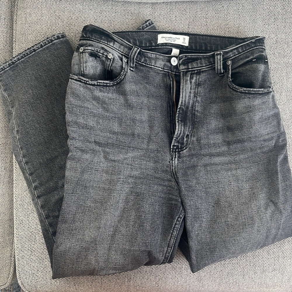 Abercrombie ankle straight ultra high rise gray jeans